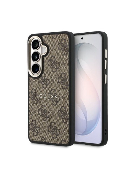 Guess Guess PU Leather 4G Gold Frame Magnetic Hátlap Samsung Galaxy S26+ számára Brown