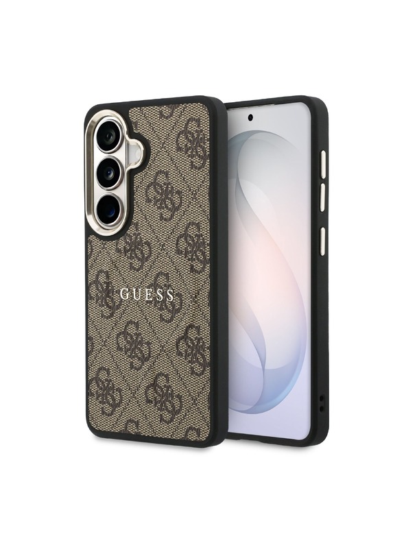 Guess Guess PU Leather 4G Gold Frame Magnetic Hátlap Samsung Galaxy S26+ számára Brown