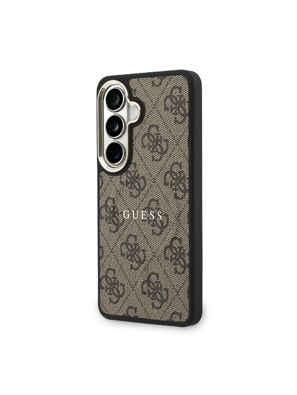 Guess Guess PU Leather 4G Gold Frame Magnetic Hátlap Samsung Galaxy S26+ számára Brown