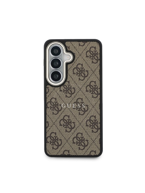 Guess Guess PU Leather 4G Gold Frame Magnetic Hátlap Samsung Galaxy S26+ számára Brown