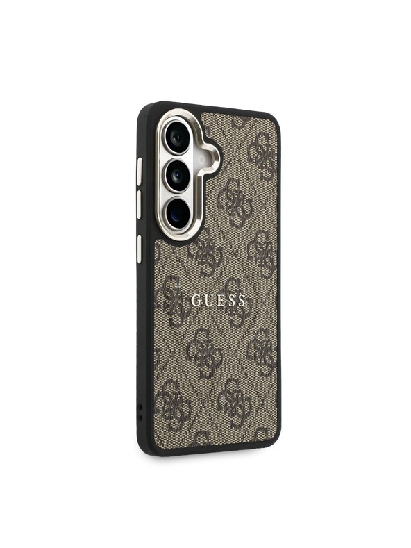 Guess Guess PU Leather 4G Gold Frame Magnetic Hátlap Samsung Galaxy S26+ számára Brown