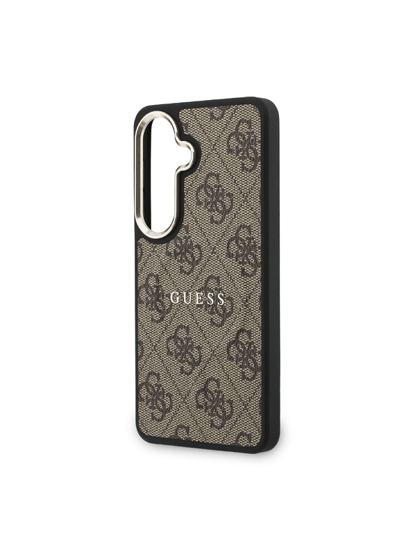 Guess Guess PU Leather 4G Gold Frame Magnetic Hátlap Samsung Galaxy S26+ számára Brown