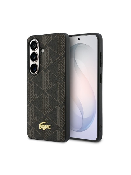 Lacoste Lacoste PVC Blend Monogram Gold Logo Magnetic Hátlap Samsung Galaxy S26+ számára Brown