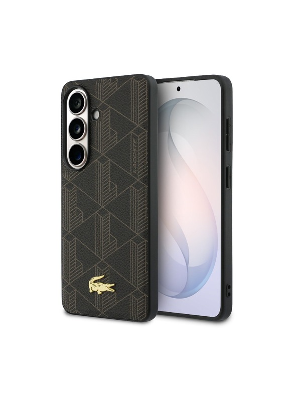 Lacoste Lacoste PVC Blend Monogram Gold Logo Magnetic Hátlap Samsung Galaxy S26+ számára Brown