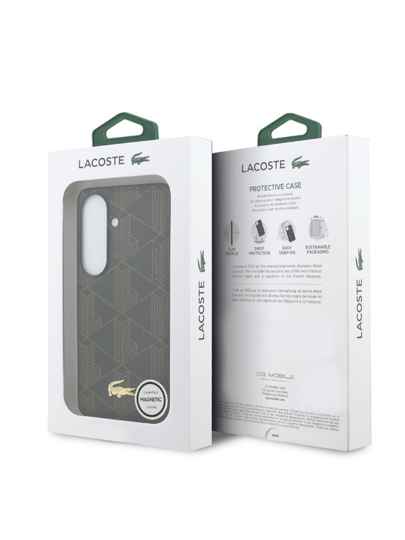 Lacoste Lacoste PVC Blend Monogram Gold Logo Magnetic Hátlap Samsung Galaxy S26+ számára Brown