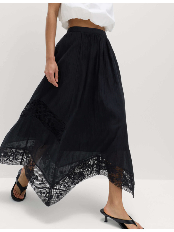 Marks & Spencer Maxi körkörös csipkés szoknya, tiszta pamutból Marks & Spencer fekete