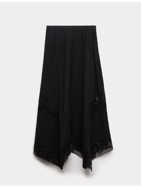 Marks & Spencer Maxi körkörös csipkés szoknya, tiszta pamutból Marks & Spencer fekete