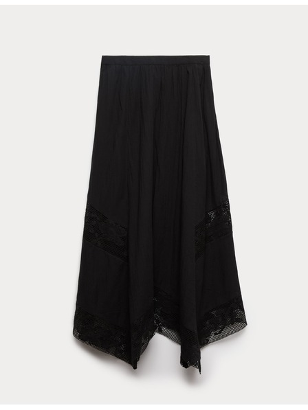 Marks & Spencer Maxi körkörös csipkés szoknya, tiszta pamutból Marks & Spencer fekete