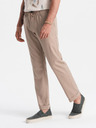 Ombre Clothing Férfi chino nadrág feltűrt lábszárral és lenvegyülettel – bézs V3 P1522 Ombre Clothing