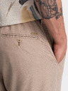 Ombre Clothing Férfi chino nadrág feltűrt lábszárral és lenvegyülettel – bézs V3 P1522 Ombre Clothing