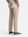 Ombre Clothing Férfi chino nadrág feltűrt lábszárral és lenvegyülettel – bézs V3 P1522 Ombre Clothing