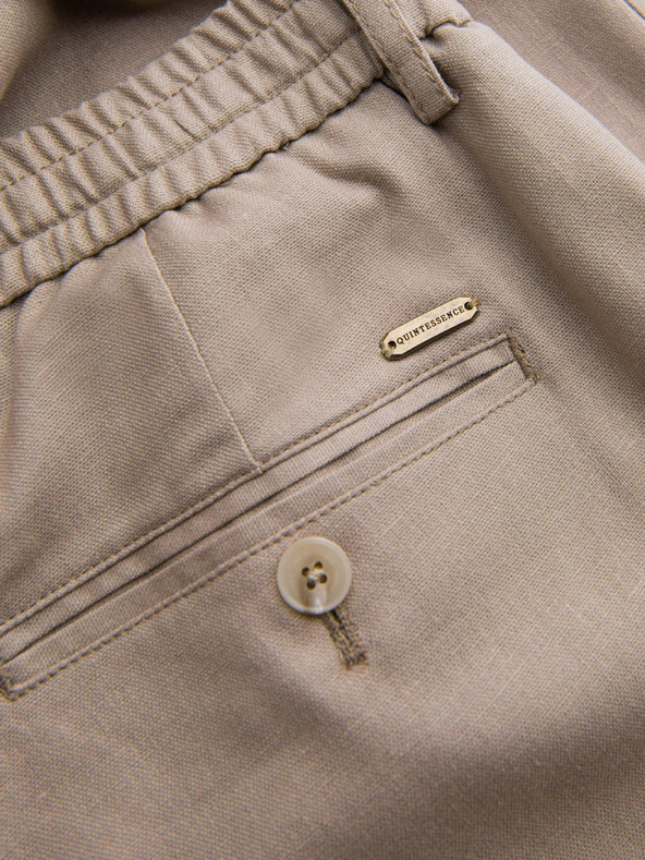 Ombre Clothing Férfi chino nadrág feltűrt lábszárral és lenvegyülettel – bézs V3 P1522 Ombre Clothing