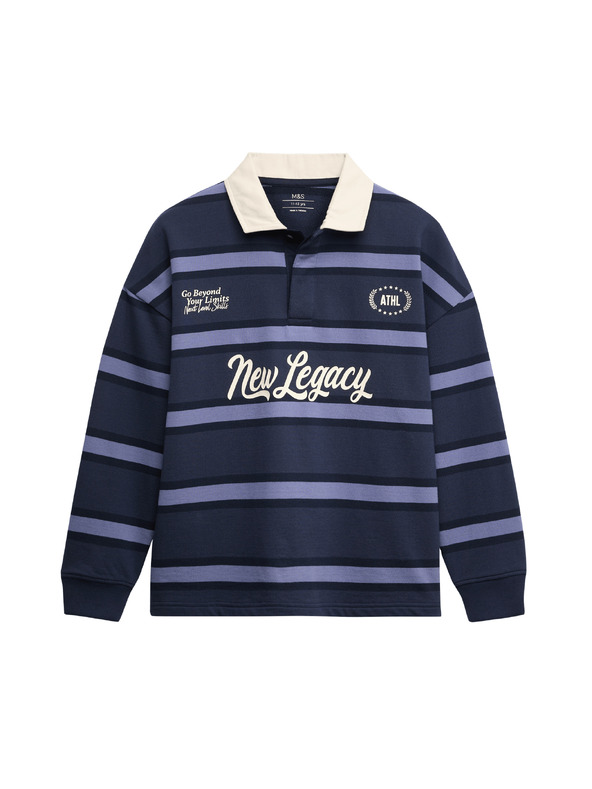 Marks & Spencer Csíkos sportcsúszka tiszta pamutból (6–16 év) Marks & Spencer kék