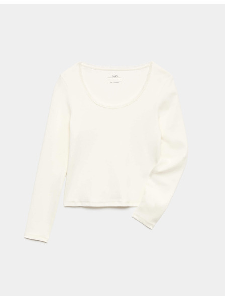 Marks & Spencer Csipkeszegélyes magas pamuttartalommal rendelkező top (6–16 év) Marks & Spencer krémszín