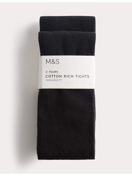 Marks & Spencer Iskolai magas pamuttartalomú harisnya (2–16 év), 2 db-os csomag Marks & Spencer fekete