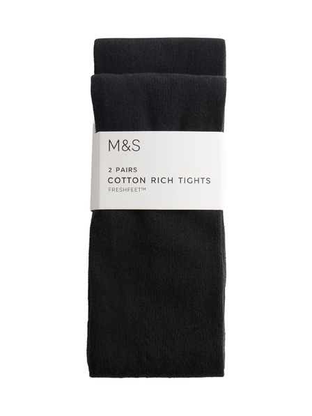 Marks & Spencer Iskolai magas pamuttartalomú harisnya (2–16 év), 2 db-os csomag Marks & Spencer fekete