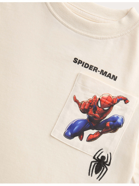 Marks & Spencer Spider-Man™ nyomatú tiszta pamut pólók (2–7 év) Marks & Spencer krém