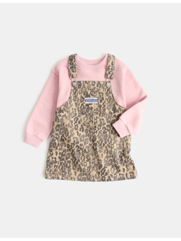 Marks & Spencer Kétrészes farmerból készült Leopard Pinny outfit (2–8 év) Marks & Spencer barna