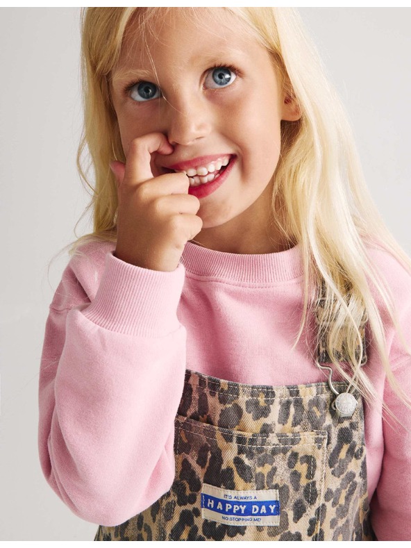 Marks & Spencer Kétrészes farmerból készült Leopard Pinny outfit (2–8 év) Marks & Spencer barna