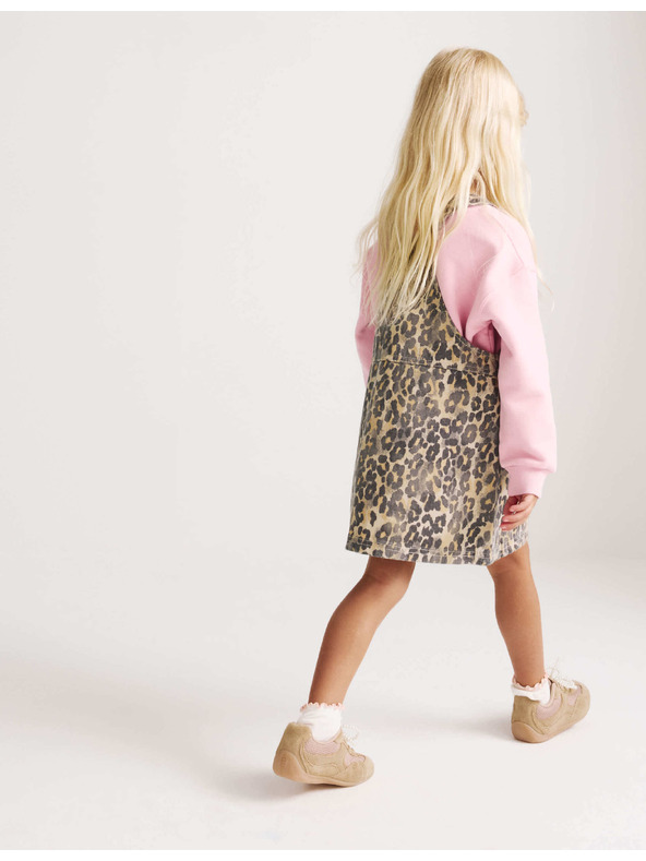 Marks & Spencer Kétrészes farmerból készült Leopard Pinny outfit (2–8 év) Marks & Spencer barna