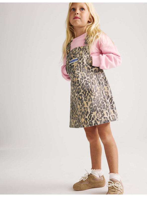 Marks & Spencer Kétrészes farmerból készült Leopard Pinny outfit (2–8 év) Marks & Spencer barna