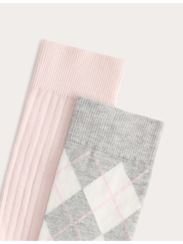 Marks & Spencer Magas zokni argyle mintával, 2 db csomag Marks & Spencer szürke
