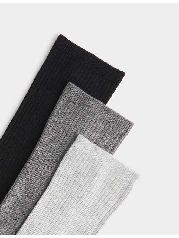 Marks & Spencer 3 pár szuperpuha bordázott magas zokni Marks & Spencer szürke