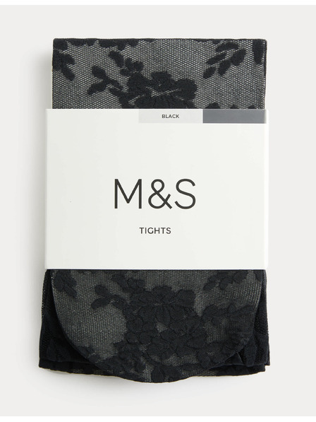 Marks & Spencer Átlátszó harisnya virágos csipkével Marks & Spencer fekete