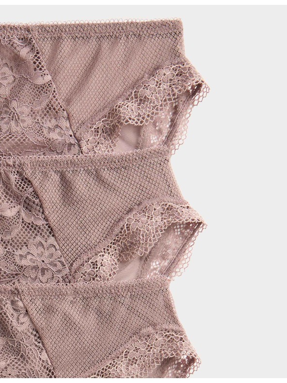 Marks & Spencer Magas nyírású csipkés alsónadrág magas derekkal Jasmine, 3 db Marks & Spencer barna