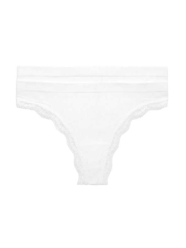 Marks & Spencer Varrás nélküli tanga Jasmine csipkeszegéllyel, 2 db csomag Marks & Spencer fehér