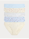 Marks & Spencer Csipkés bikini alsónadrág pamutból Lycra™-val nyomattal, 5 db Marks & Spencer kék