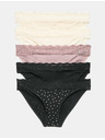 Marks & Spencer Csipkés bikini alsónadrág pamut keverékből nyomattal, 5 db Marks & Spencer barna