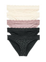 Marks & Spencer Csipkés bikini alsónadrág pamut keverékből nyomattal, 5 db Marks & Spencer barna