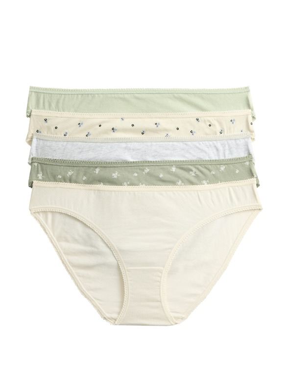 Marks & Spencer Csipkés bikini alsónemű Lycra™ pamutból, mintával, 5 db Marks & Spencer zöld