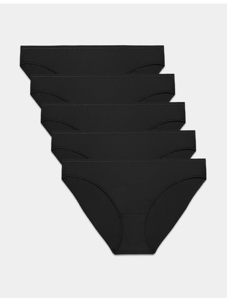 Marks & Spencer Mélyen nyírt bikini alsónadrág mikroszálból, láthatatlan szegéllyel, 5 db csomag Marks & Spencer fekete