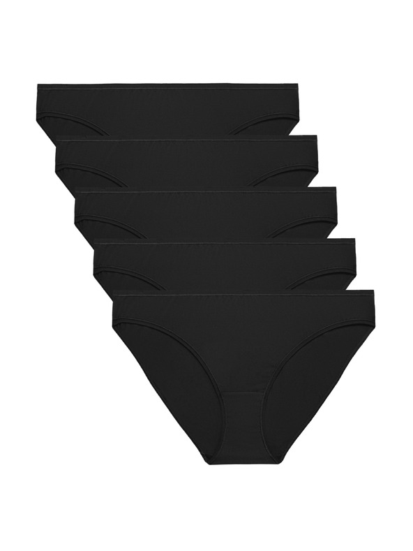 Marks & Spencer Mélyen nyírt bikini alsónadrág mikroszálból, láthatatlan szegéllyel, 5 db csomag Marks & Spencer fekete