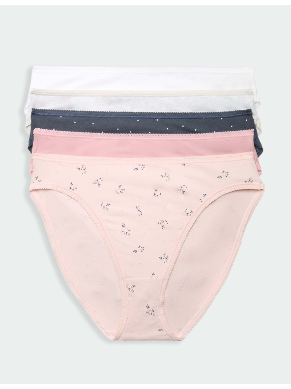 Marks & Spencer Magas derekú pamut és lycra® alsónadrág, 5 db csomagban Marks & Spencer tengerészkék