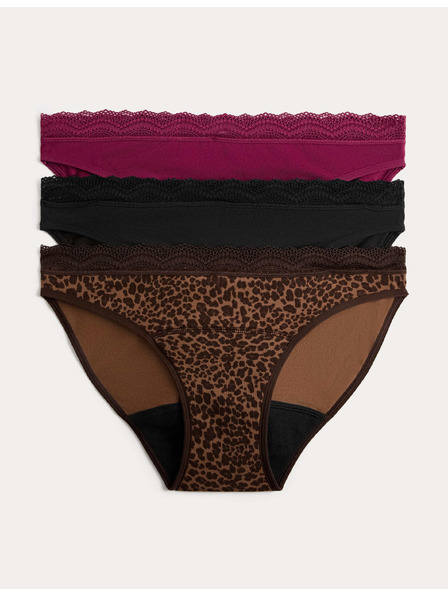 Marks & Spencer Menstruációs bikini alsónadrág magas pamuttartalommal, 3 db csomagban Marks & Spencer barna