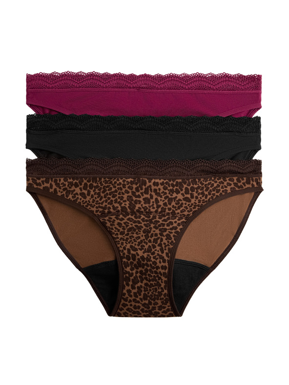 Marks & Spencer Menstruációs bikini alsónadrág magas pamuttartalommal, 3 db csomagban Marks & Spencer barna