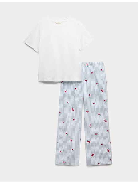 Marks & Spencer Tiszta pamut pizsama szett Marks & Spencer kék