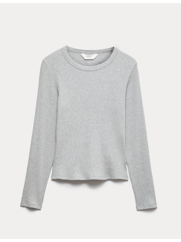 Marks & Spencer Pizsama bordázott felső Cool Comfort™ kezeléssel pamutból és modálból Marks & Spencer szürke