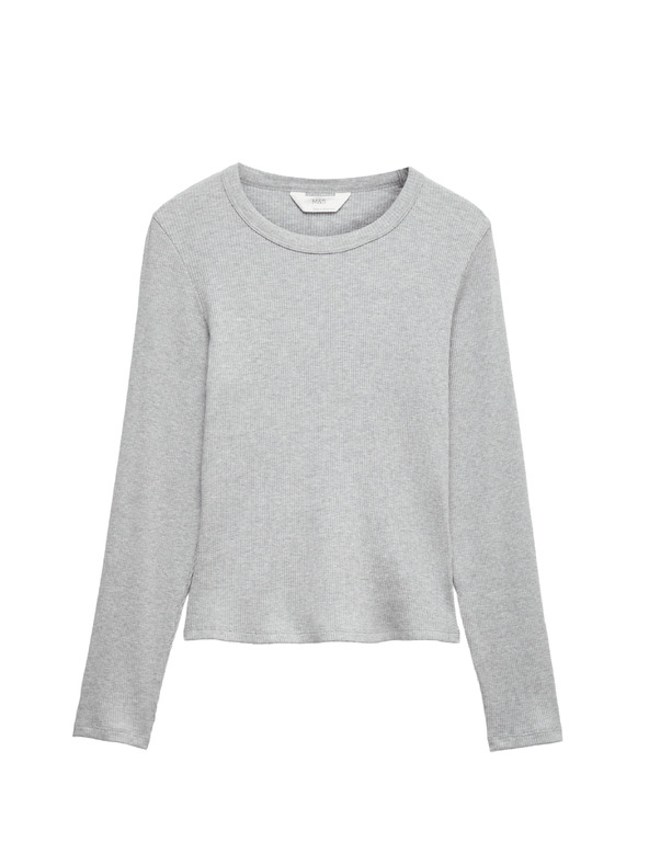 Marks & Spencer Pizsama bordázott felső Cool Comfort™ kezeléssel pamutból és modálból Marks & Spencer szürke