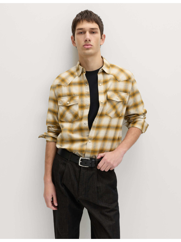 Marks & Spencer Kockás flannel ing tiszta pamuból, normál szabás Marks & Spencer sárga