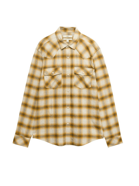 Marks & Spencer Kockás flannel ing tiszta pamuból, normál szabás Marks & Spencer sárga