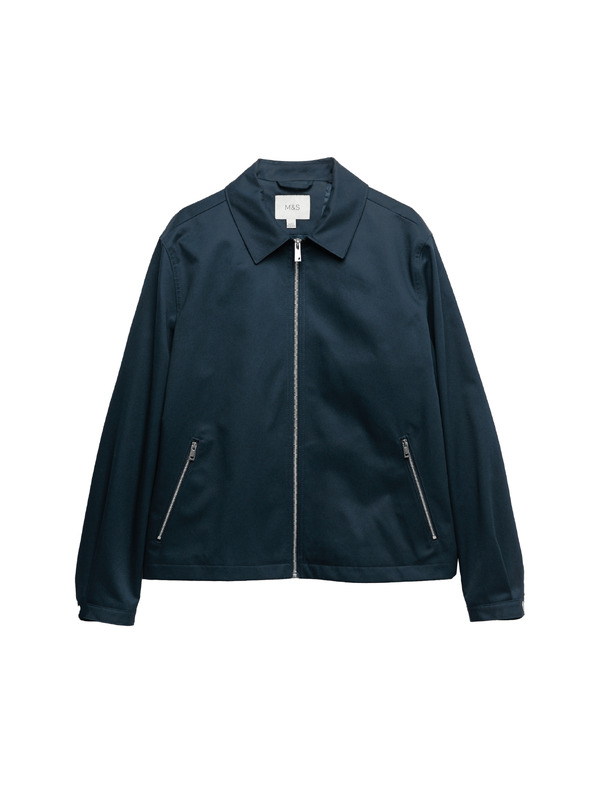 Marks & Spencer Harrington típusú dzseki, tiszta pamuból Marks & Spencer tengerészkék