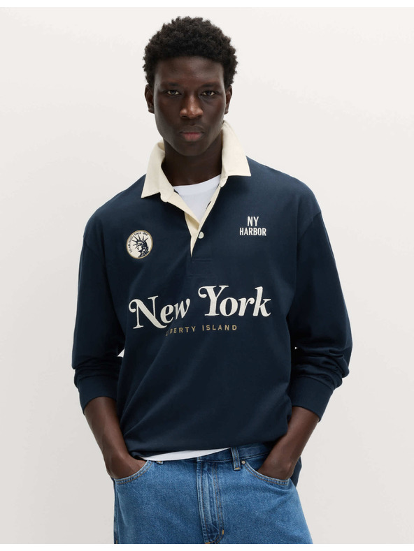 Marks & Spencer Hímzett sport ing tiszta pamutból Marks & Spencer tengerkék