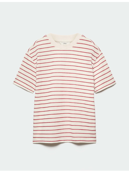 Marks & Spencer Breton póló textúrával magas pamuttartalommal Marks & Spencer piros