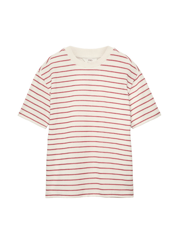 Marks & Spencer Breton póló textúrával magas pamuttartalommal Marks & Spencer piros