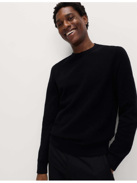 Marks & Spencer Textúrált pulóver nyakú megnyitással tiszta pamutból Marks & Spencer fekete