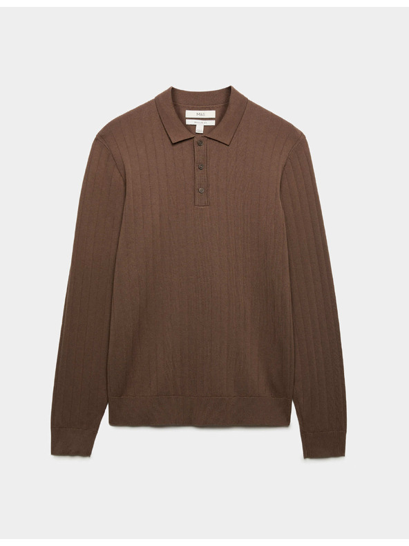 Marks & Spencer Férfi bordázott polóing pamutkevert szövetbõl Marks & Spencer barna